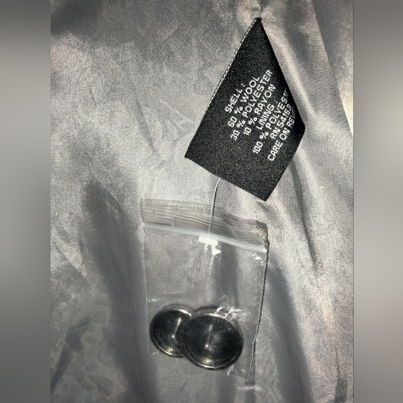 Guess (Size L) Gray Ruffle Layered Hem Wool Blend Button Down Belted Cuff Coat - Picture 9 of 16